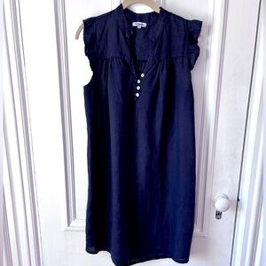 Women’s Rosemarine Made in Italy 100% Linen Flutter Sleeve Mid Dress Small